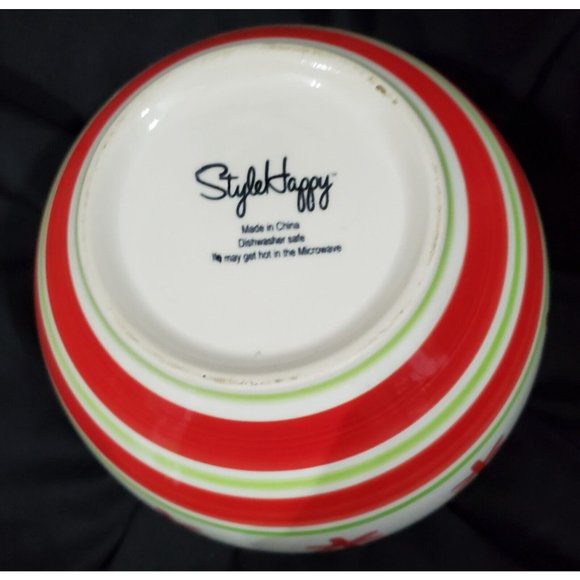 Style Happy HOLIDAY CHRISTMAS MIXING SERVING BOWL painted ceramic 7-7/8"dia - Picture 5 of 5